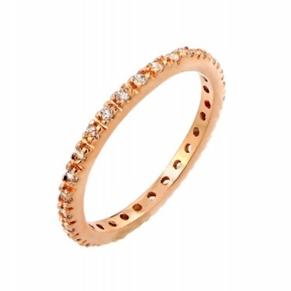 Jewelry - Rose Gold Plated Plated CZ Inlay Eternity Band